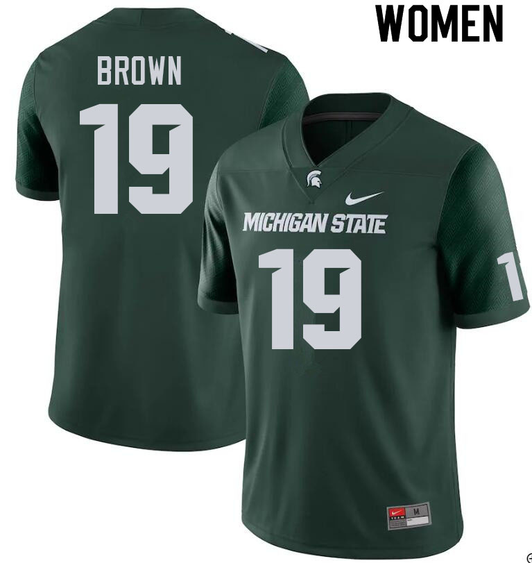 Women #19 Itayvion Brown Michigan State Spartans College Football Jerseys Sale-Green